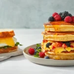 Sourdough Breakfast Recipes Recipes: A Perfect Start to Your Day 15 Pancake stack and egg sandwich.