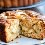 Fresh Apple Cake Recipe: Homemade Fall Favorite 9 Fresh apple cake with warm spices, topped with thin apple slices and surrounded by autumn leaves.