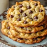 Potato Chip Cookie Recipe: Easy and Delicious Cookies 9 Stack of chocolate chip cookies on light blue plate.