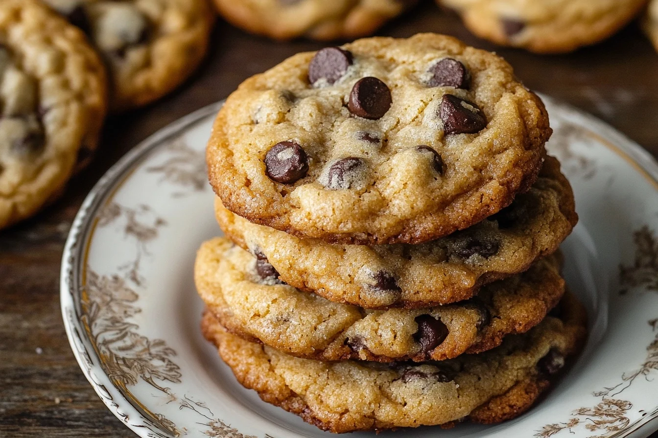 Chocolate chip cookies on plate