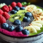Raw Food Recipes: Delicious and Nutritious Meal Ideas 9 Colorful raw smoothie bowl with fruit toppings.