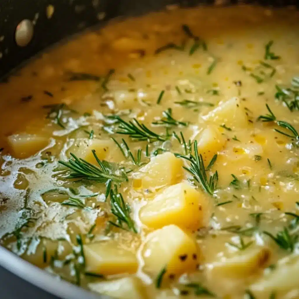 Hearty Cheddar Garlic Herb Potato Soup Recipe 7 Cooking Hearty Cheddar Garlic Herb Potato Soup Recipe on stovetop