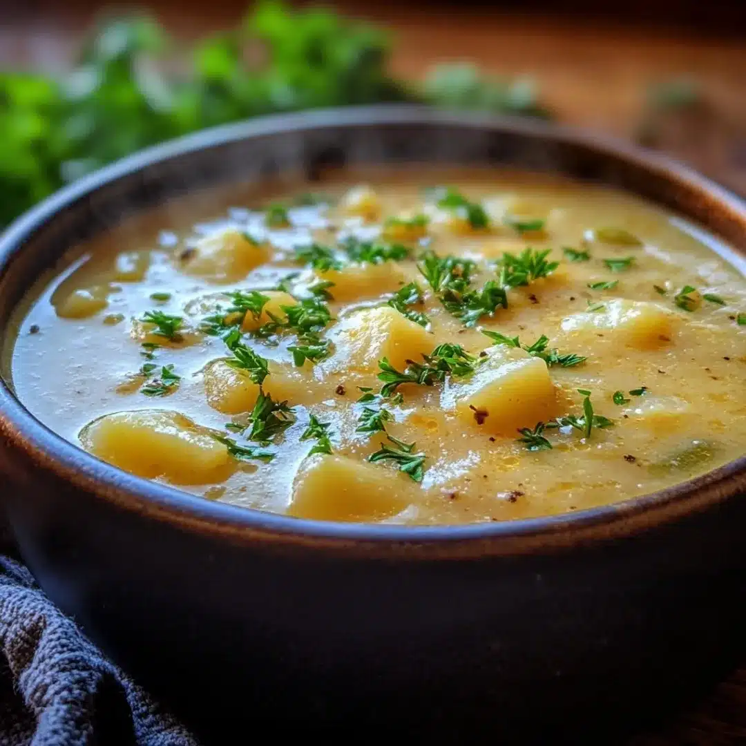 Hearty Cheddar Garlic Herb Potato Soup Recipe