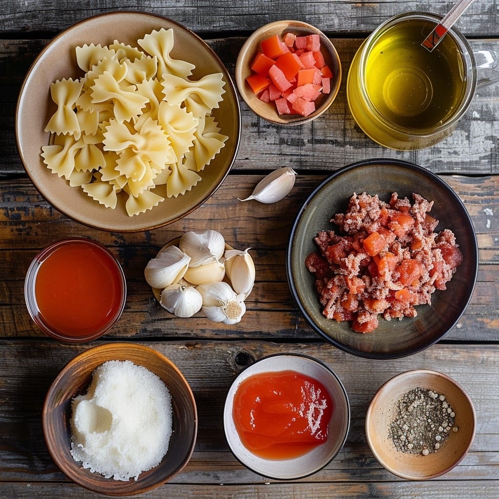 Lasagna Soup – The Ultimate Guide to a Hearty Comfort Recipe 8 Fresh lasagna soup ingredients on kitchen counter
