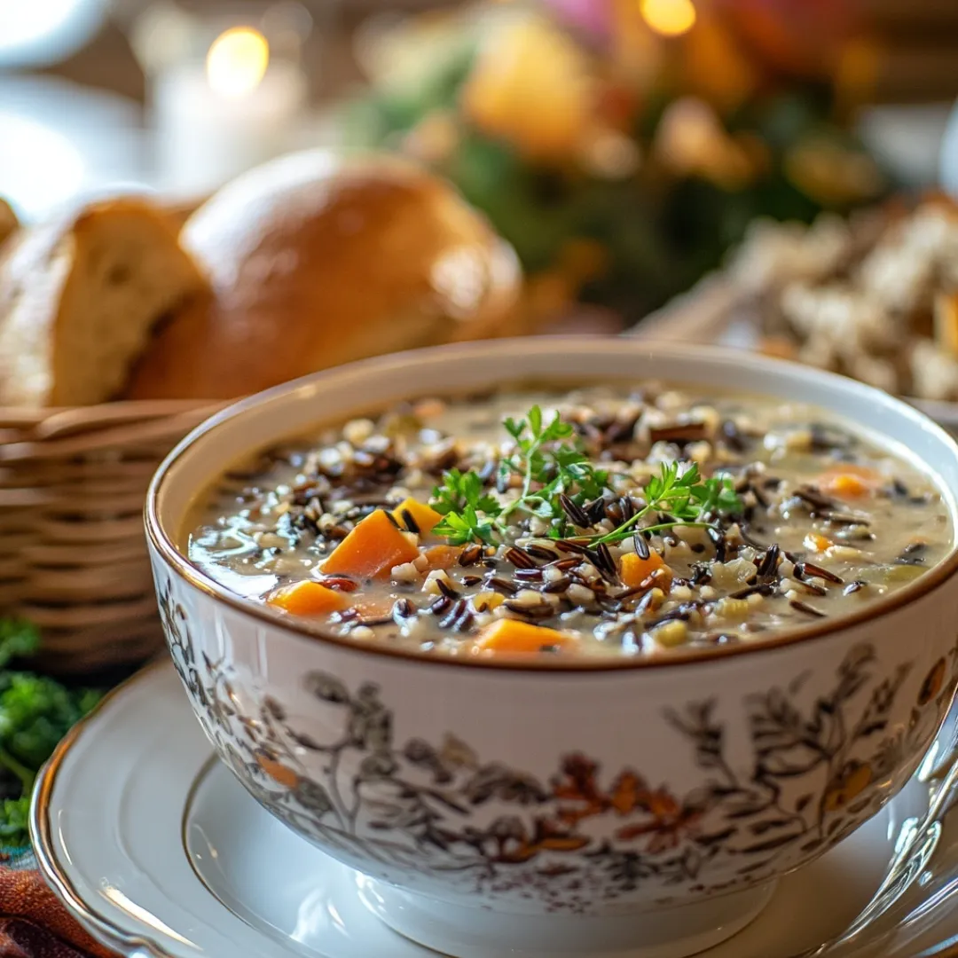Autumn Wild Rice Soup – The Coziest Fall Comfort Dish 8 Autumn wild rice soup served at a cozy family dinner