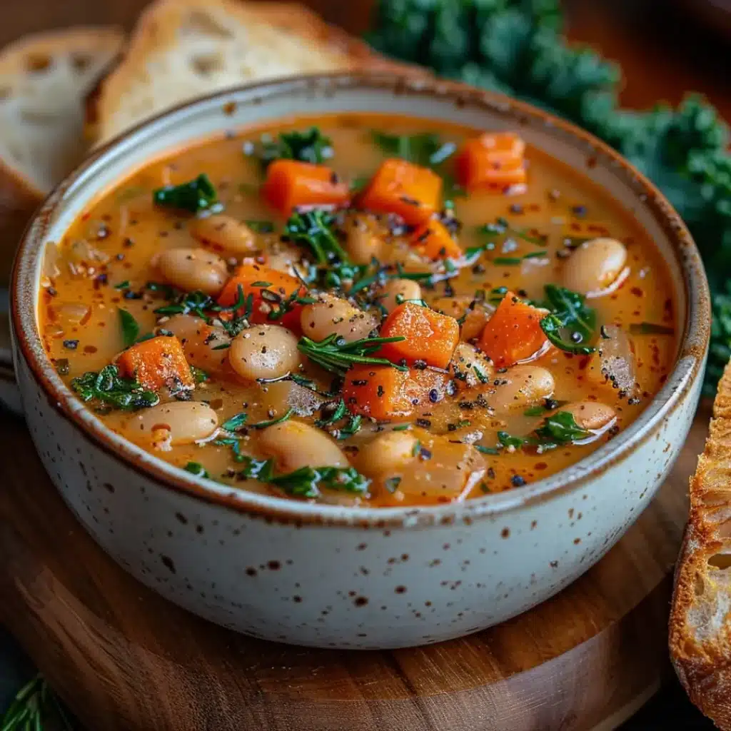 Hearty Tuscan White Bean Soup Recipe 10 Hearty Tuscan white bean soup recipe served with bread