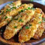 Crispy parmesan chicken tenders baked or air-fried to golden perfection.