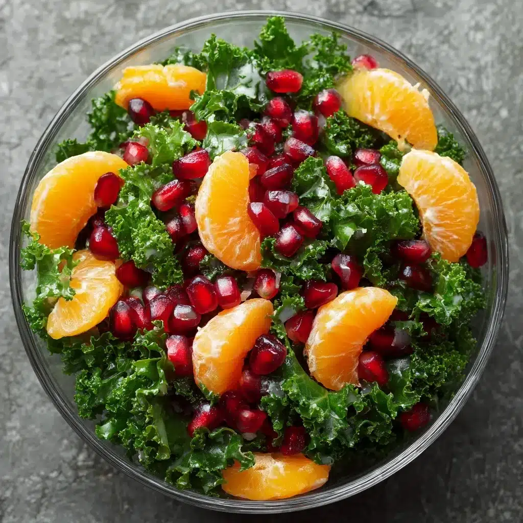 Citrus Pomegranate Kale Salad with Honey 8 Fresh kale citrus and pomegranate salad ingredients